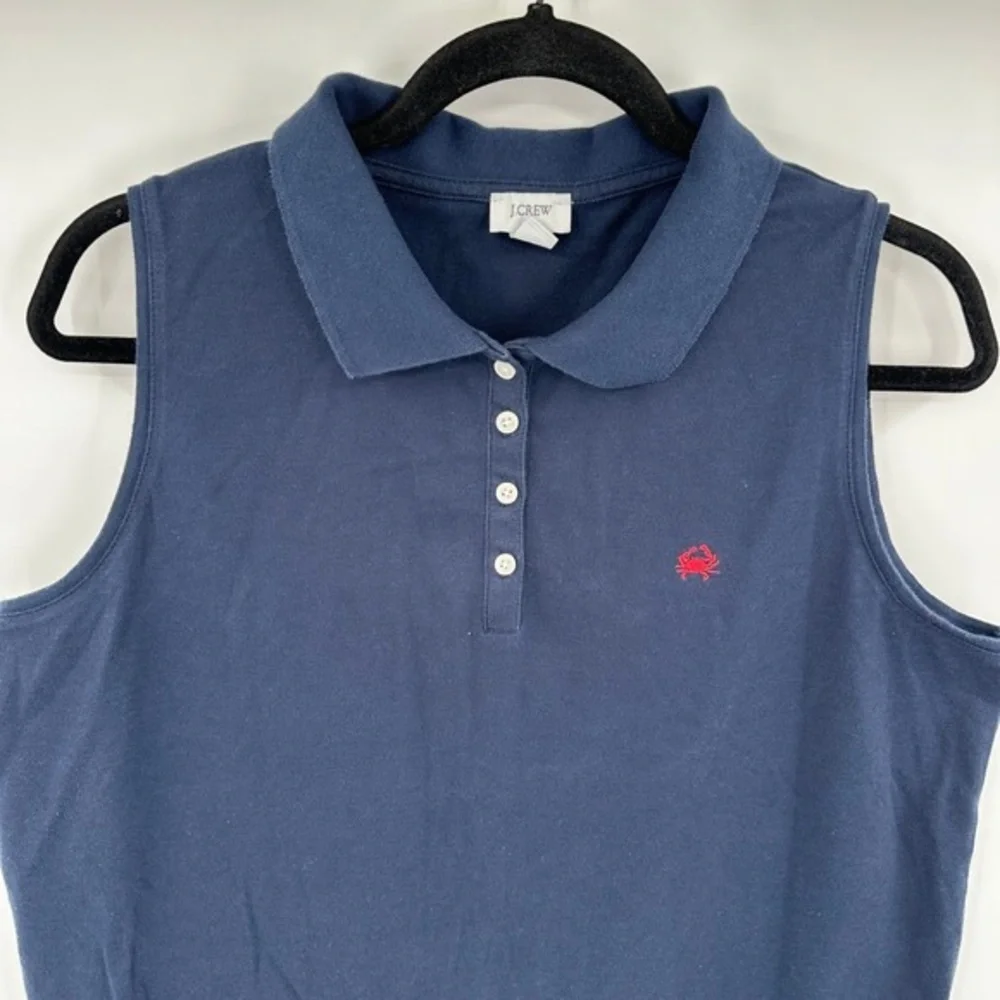 J. Crew Navy Sleeveless Polo Tank with Red Embroidered Logo